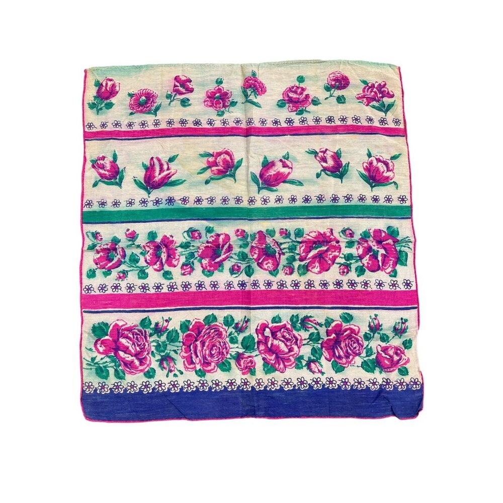Vintage Floral Botanical Print Cotton Textile Scarf/Bandana Headwear